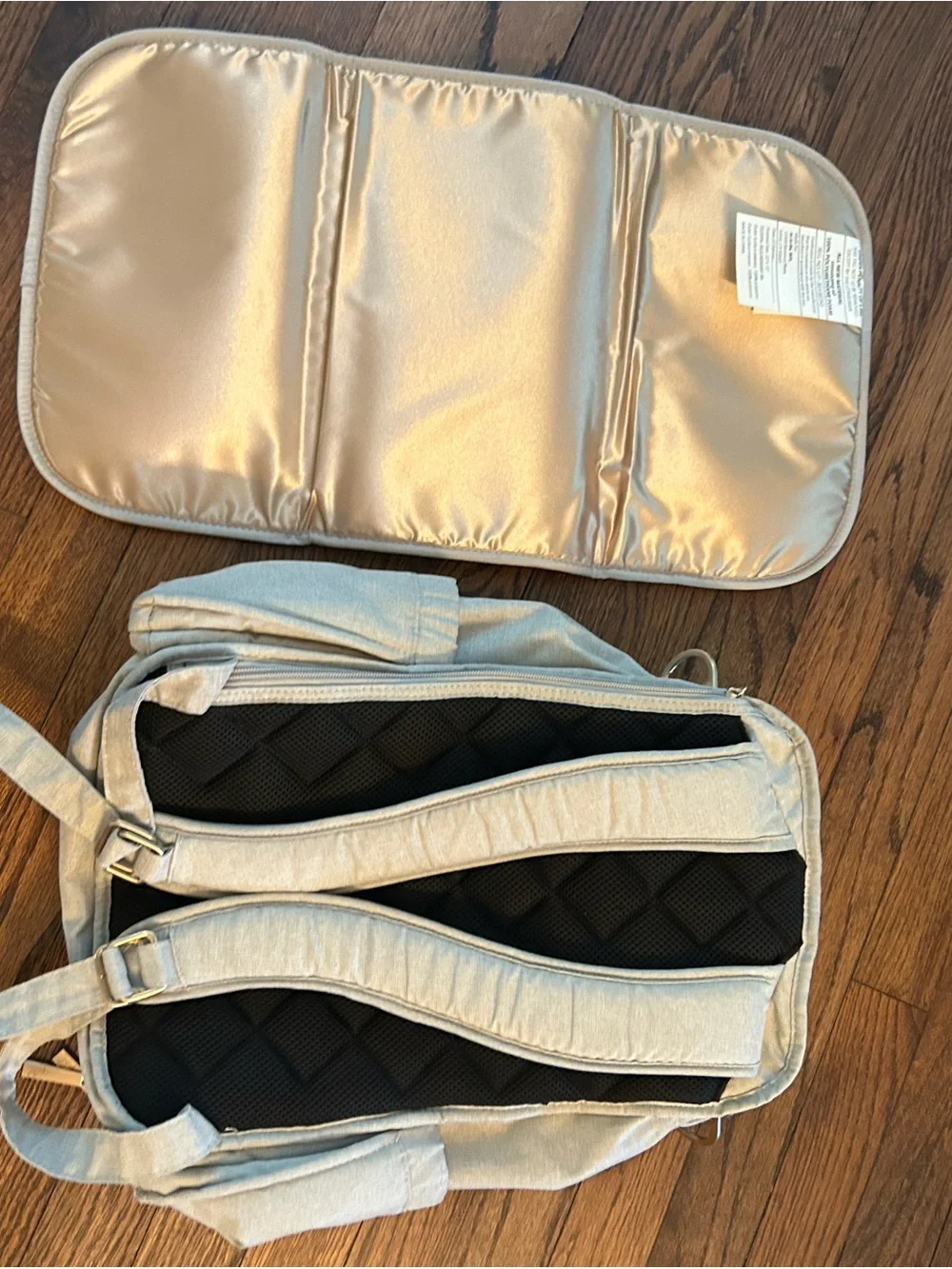 Ju-Ju-Be Gray Convertible Baby Bag Backpack with Rose Gold Hardware